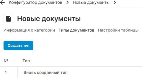 Рисунок 16 — вкладка «Типы документов» 16